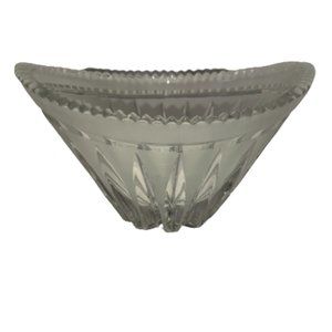 Vintage Hand Cut Crystal Bowl AAC Poland Oval Crystal Glass Cut Dish 7" Clear